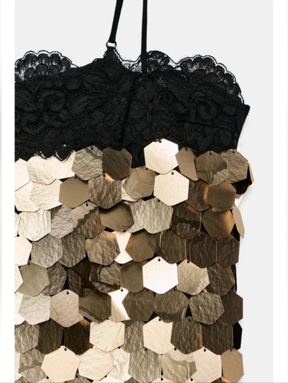 Zara  SEQUIN MINI DRESS GOLD SIZE S - Picture 9 of 12